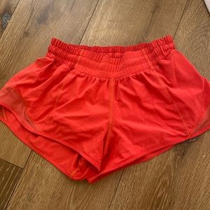 Size 4 red hotty hot lululemon shorts